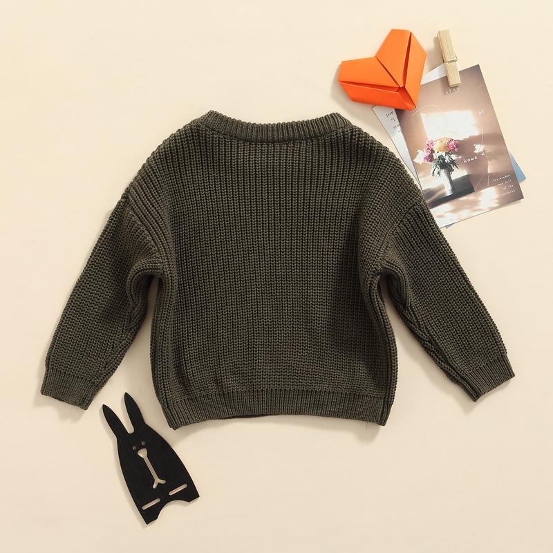 Product Introduction of Baby Solid Color O-neck Sweater Loose Fit Long Sleeve Knitted Pullover for Autumn Winter Casual Clothes 46