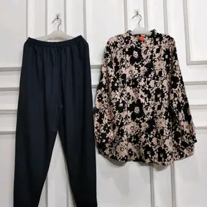 ready setelan kekinian wanita abg dan dewasa termurah dan terbaru Atasan Celana Karet Rayon Nyaman Fit Bawahan Formal simple xl