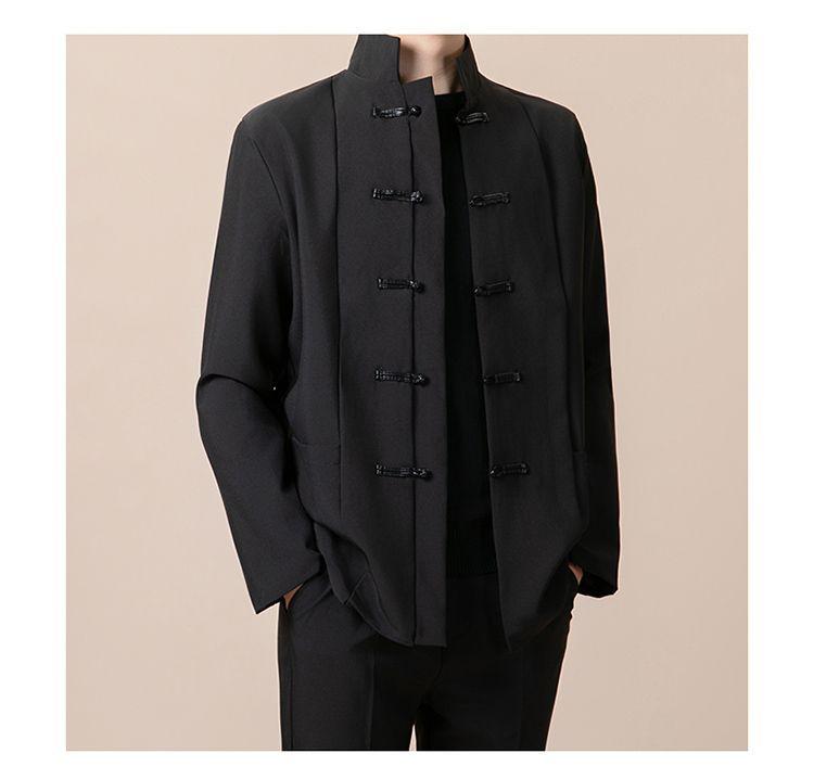 Product Introduction of New Chinese Style Men's Stand Collar Zhongshan Suit Retro Niche Button Wedding Chinese Style Tang Suit Jacket Set Elegant Trendy Women 23