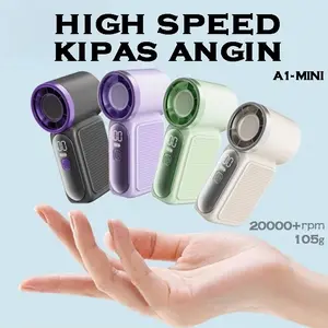 【somebodye】 Mini Kipas Angin Kecil 20000rpm High Speed Portable 3000mAh LED Display 100 Gear Strong Wind A1-Mini