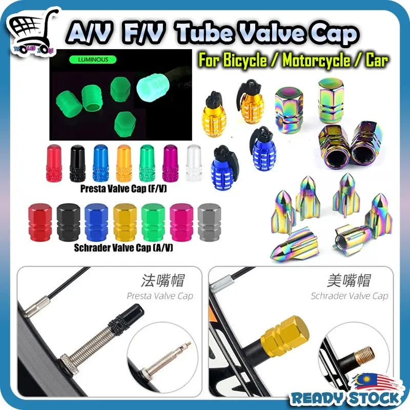 Aluminum Tube Valve Cap For Motorcycle Bicycle Car Luminous Penutup Tiub Angin Basikal Motosikal Kereta AV FV