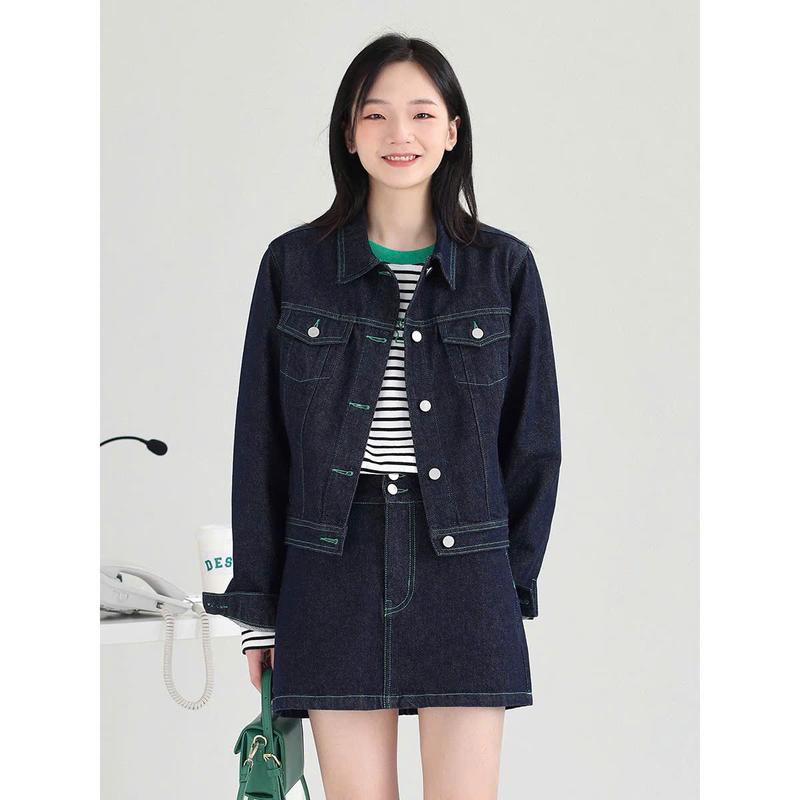 Set Áo & Váy denim Dessuu phong cách đại học dành cho nữ