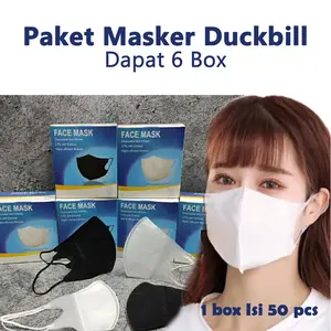 Paket Masker Duckbill 30Ribuan Dapet 6Box Perbox Isi 50pcs Hitam