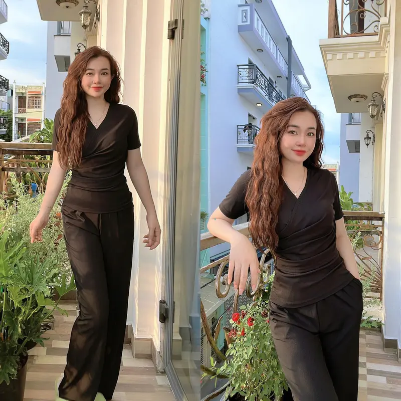Set Bộ Nữ Thể Thao MỎNG MÁT  Thun Tăm Quần Dài Ôm Bo Ống Áo Thêu Chữ Tay Dài Khóa Kéo Sport Chạy Bộ Top 5