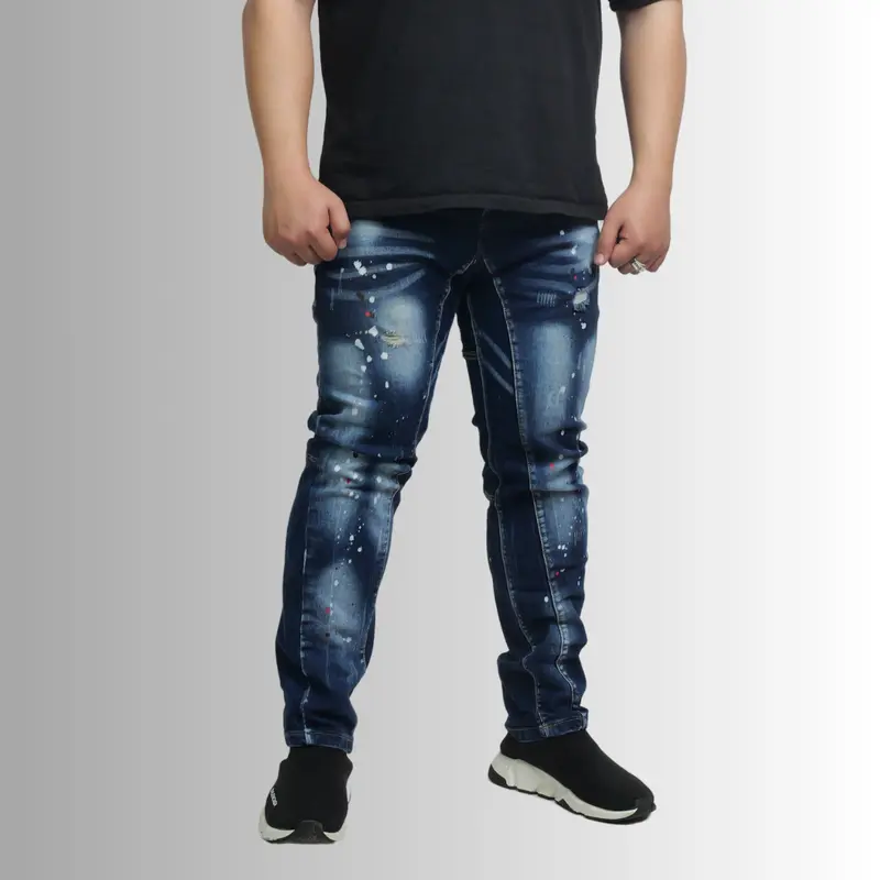 QUẦN JEAN XANH VẨY SƠN ĐƠN GIẢN BIGSIZE NAM CÓ SIZE ĐẾN 120KG 3