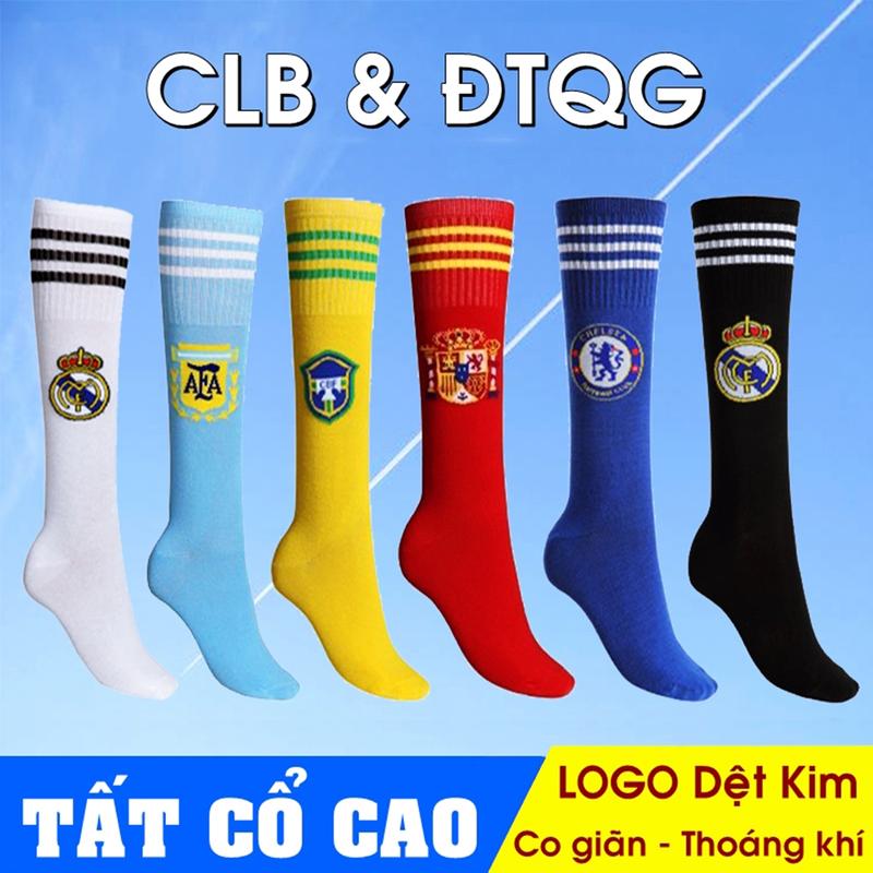 Tất Đá Bóng Vớ CLB Cổ Cao Cổ Lửng Nam Nữ Co Giãn Chống Trơn Trượt Cho Trẻ Em & Người Lớn