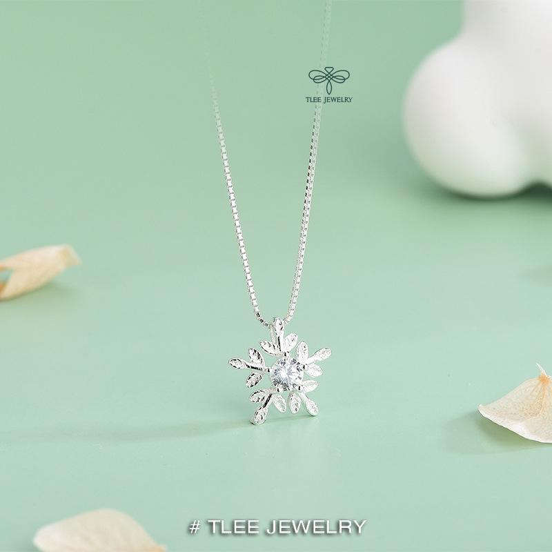 Dây chuyền bạc nữ TLEE mẫu hoa tuyết cánh trơn nữ tính TLEE JEWELRY D0165