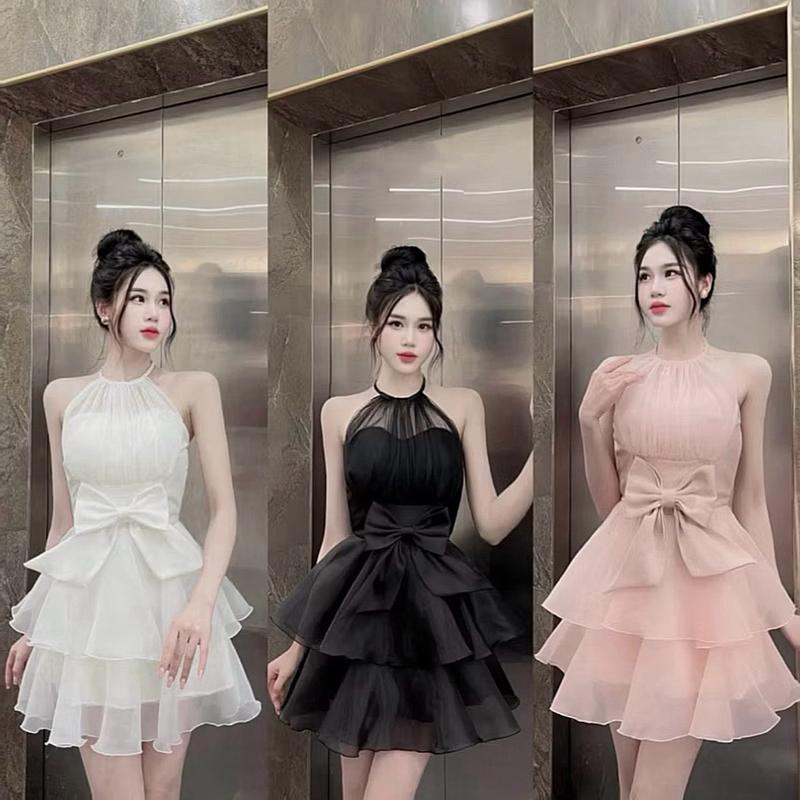 VÁY ĐI TIỆC CỔ YẾM TAPTA PHỐI VOAN HOT 2024 _ KHÁNH VY STORE Nữ