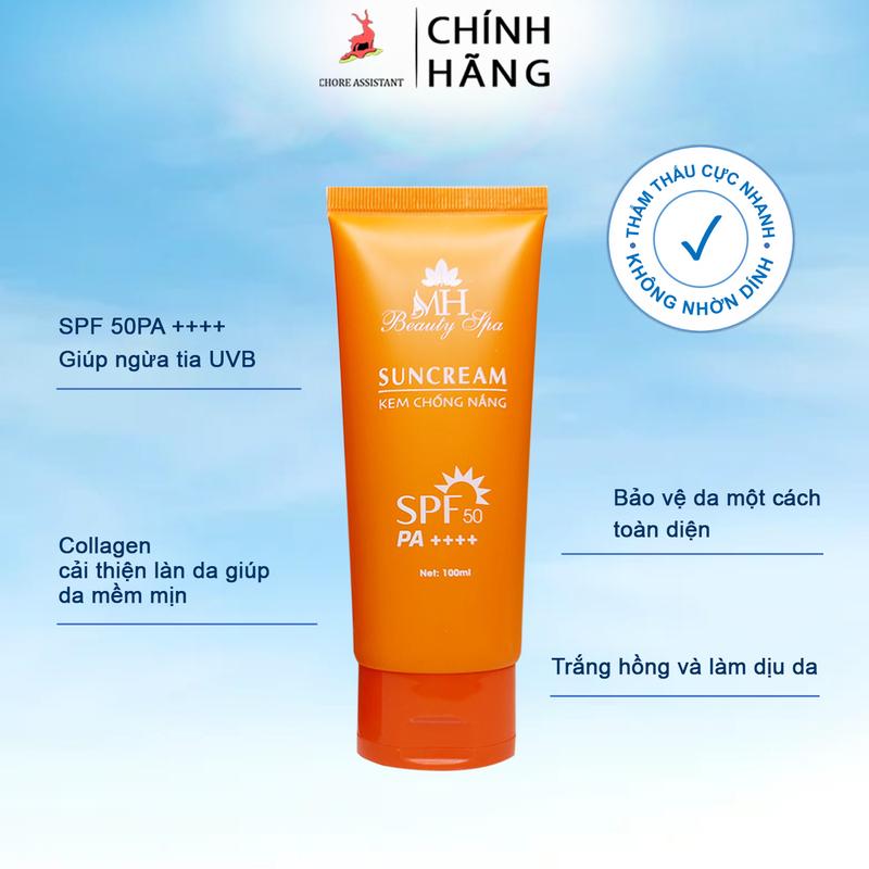  Kem chống nắng vật lý_SUNCREAM MH BEAUTY SPA 100ml_CHÍNH HÃNG Sunscreen Nữ sản phẩm đơn vitamin e 