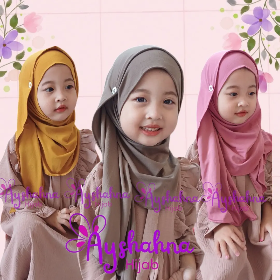 pasmina Instan PREMIUM jersey kancing Anak 1-10 tahun Muslim Jilbab Kerudung