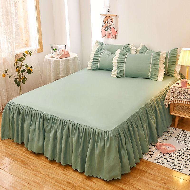 Vỏ bảo vệ giường, phong cách Hàn Quốc, một mảnh, phong cách công chúa, vỏ ga trải giường, ga trải giường chống trượt, ga trải giường màu Trơn 8
