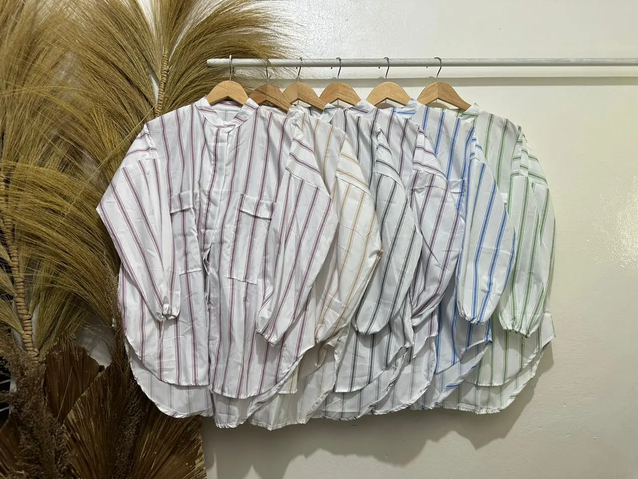 Keishop-Kiana Stripe Atasan Baju wanita Katun Oversize