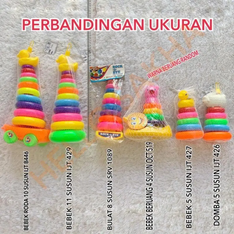 MAINAN BAYI RING DONAT BEBEK & DOMBA BIRI SUSUN 4 5 8 10 11 TINGKAT RODA BOLA BESAR SEDANG KECIL