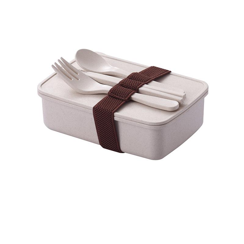 Microwaveable Lunch Box Bamboo Fiber High-End Sealed Square Plastic Wheat Straw Lunch Box with Compartments No Odor Mixing 4