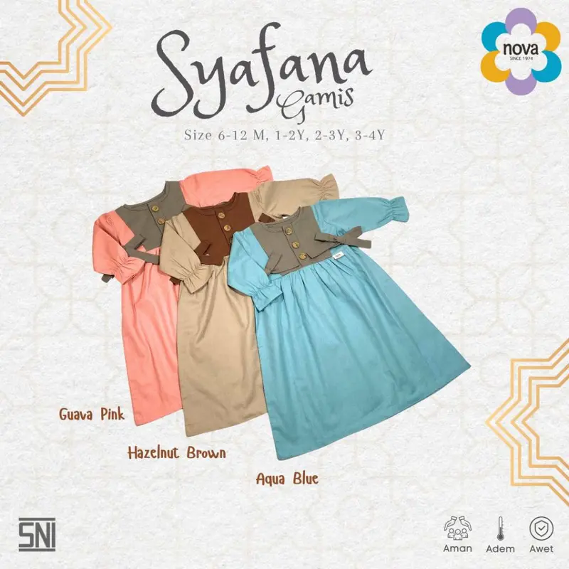 NOVA Pakaian Muslim Bayi dan Anak - Gamis Bayi Dan Anak Perempuan  6 Bulan - 4 Tahun ( 1 Pcs) - Syafana Gamis 4