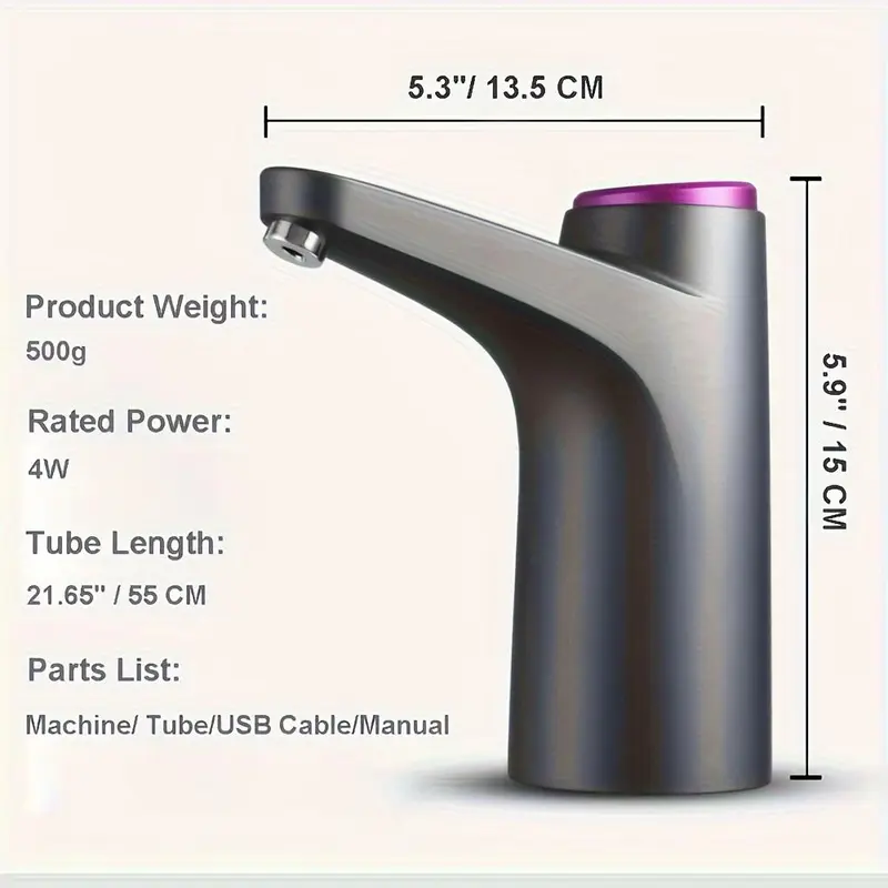 USB Rechargeable Water Dispenser, Portable Electric Water Bottle Pump, Multipurpose Dispenser for Home Camping 1