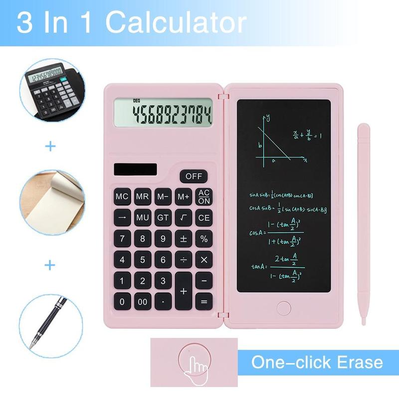 Solar Science Calculator, 1 Count Portable Multifunctional 3 in 1 Calculator, Reusable Draft Board For Students Office School 8