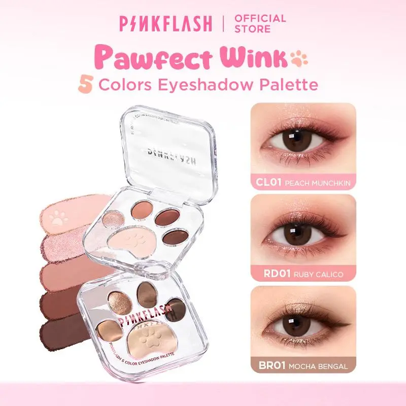 Wink Color PINKFLASH Pawfect Wink 5-Colors Eyeshadow Palette – High Pigmented ...