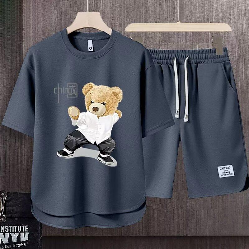 Sportswear Suit Men's Summer Short-Sleeved T-shirt Basketball Jersey Casual Shorts Two-Piece Korean Style Trendy 2025 3