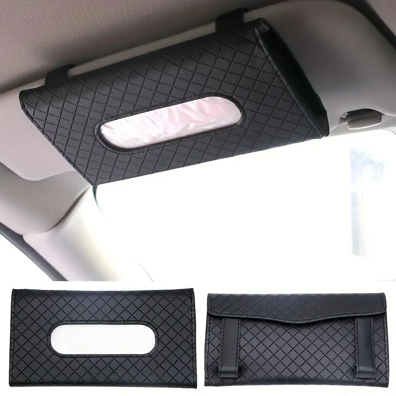 Car Sun Visor Tissue Box, PU Leather Car Tissue Holder, Car Interior Accessories for Easy and Elegant Interior