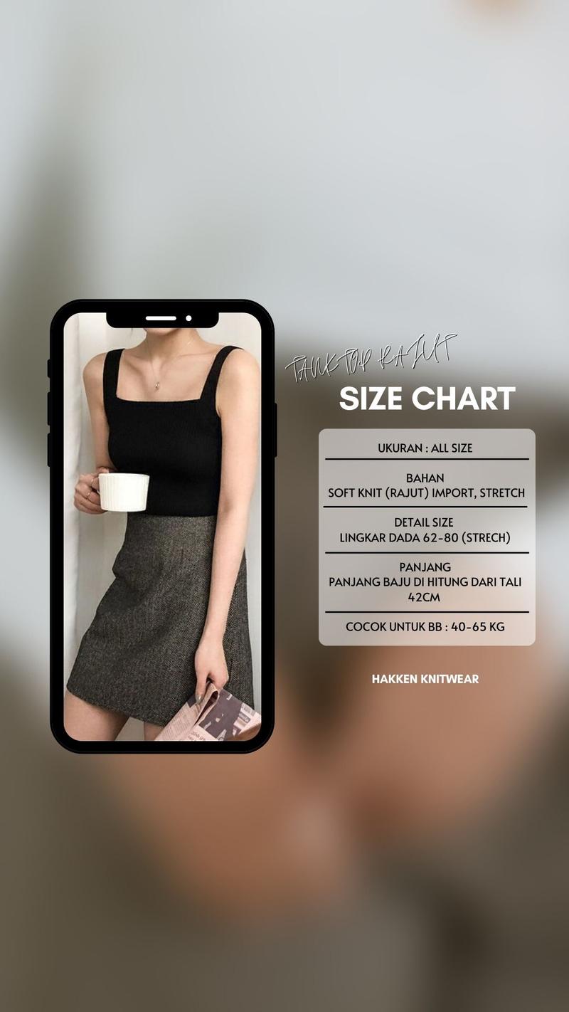 Product Introduction of Tank Top SQUARE NECK RAJUT KOREAN STYLE SANTAI Stretch Wanita Atasan Crop Cewek Dewasa atasan  rajut 2