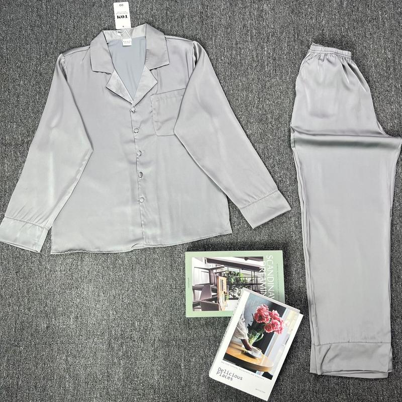Đồ Bộ Pijama Lụa LaTin Tơ Tằm Màu Trơn Thiết Kế Nữ (Có Túi 40kg-58kg) 3