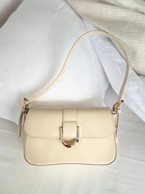 Women's Solid Color Shoulder Bag, Fashionable PU Leather Crossbody Bag for Daily Used, Casual Trendy Versatile High-quality Daily Commuting Bag 4