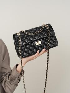 Genuine Leather Shoulder Bag, Women's Classic Quilted Design Crossbody/handbag (chain with Adjustable Length), Magnetic Buckle Closure, Hidden Interlayer/back Storage Bags, Ladies Purse Very Suitable for Daily Commuting Use, Leather Satchel