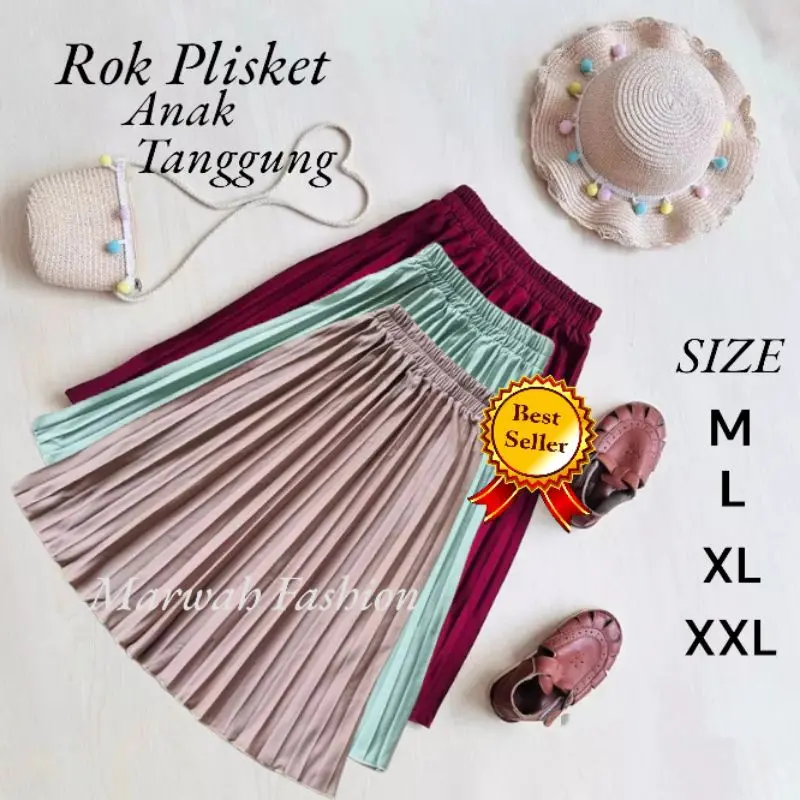 ROK PLISKET KANCING ANAK PEREMPUAN USIAH 4-14 TAHUN / ROK HAYGET PLISKET  / ROK MUSLIM ANAK / ROK MENGAJI / BAWAHAN ANAK SANTRI Fashion 4