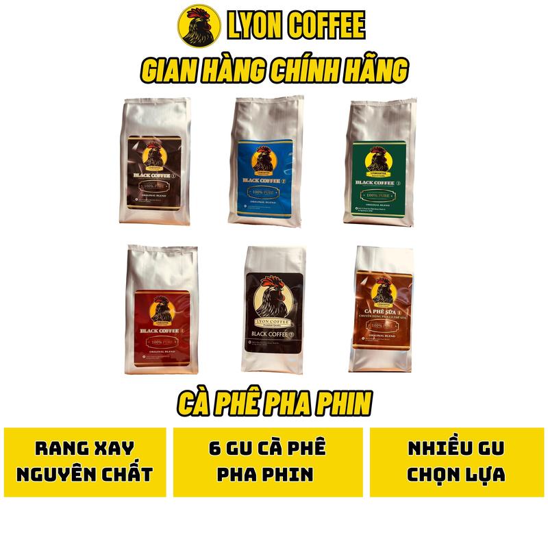 Cà phê pha phin rang xay nguyên chất Lyon Coffee phối trộn Robusta Culi Arabica Moka - Đóng gói 25g 500g và 1kg gói cafe pha bạc xỉu ngon