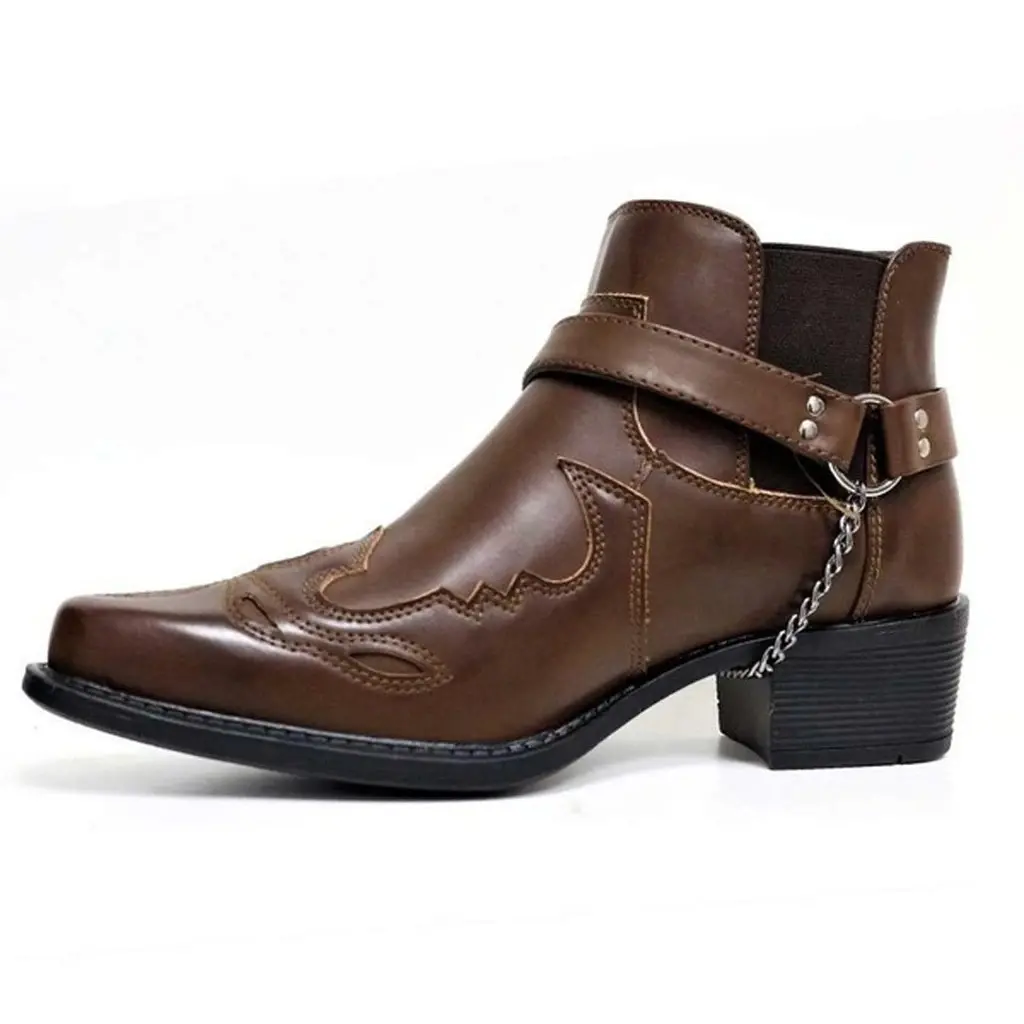 Factory Direct Sales New Booties Fashion Personalized Belt Buckle Thick Heel Pointed 38-48 Martin Boots Men's Boots
