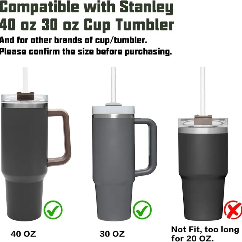 Drinkware Accessories Durable Reusable Straw Set, 7 Counts/set 6 Counts Straw & 1 Count Cleaning Brush, Portable Replacement Straw for 40oz & 30oz Water Bottle Tumbler 7