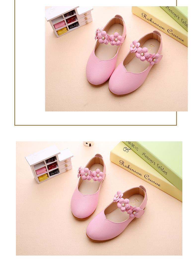 Product Introduction of Giày công chúa cho bé gái, giày da hoa, thích hợp cho bé gái 3 tuổi đến 4 tuổi, giày biểu diễn học sinh, 5 giày cho tất cả các mùa, đế mềm, thích hợp cho biểu diễn Em Bé, 6 tuổi Sandal 4