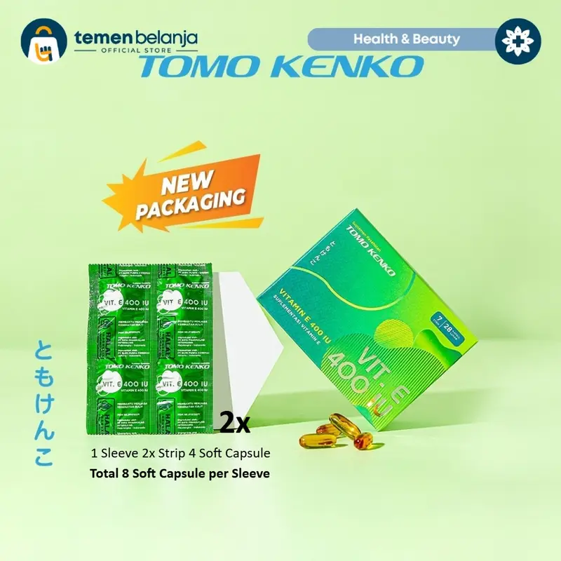 [ FLASH SALE ] Tomo Kenko Tomokenko Natural Vitamin E 400 UI Kemasan Sleeve 8 Soft Capsule 1