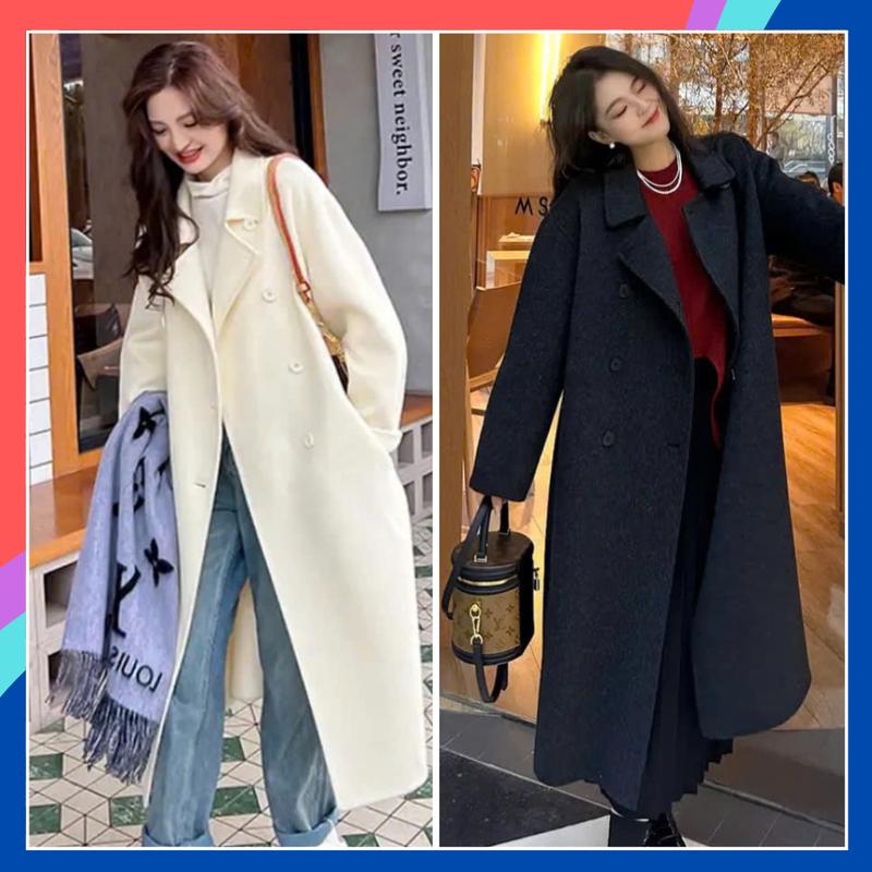 Áo khoác mangto nữ dáng dài chất dạ siêu cấp dáng dài qua gối phong cách Hàn Quốc, áo khoác dạ len cao cấp sang trọng lịch sự mùa đông