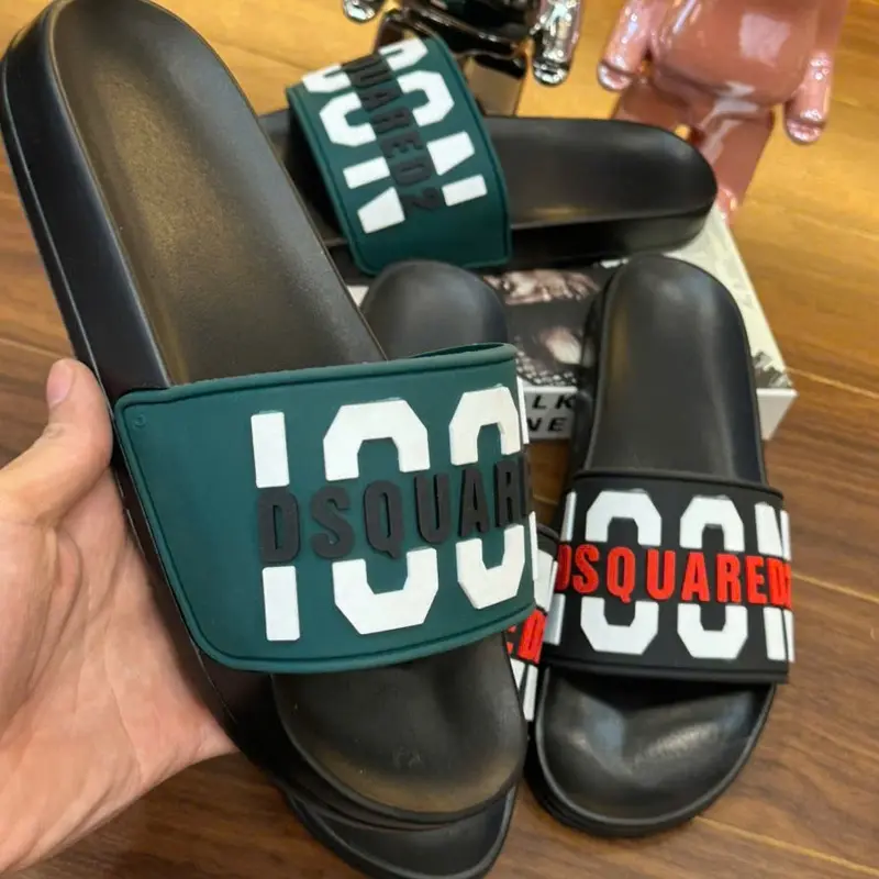 Dép Nam Nữ Quai ngang DSQ I.con 2 Màu Hàng Hot Dép Lê Slipper Cao Su Đế Bằng Nhung DéP dép  icon  đế  cứng 0