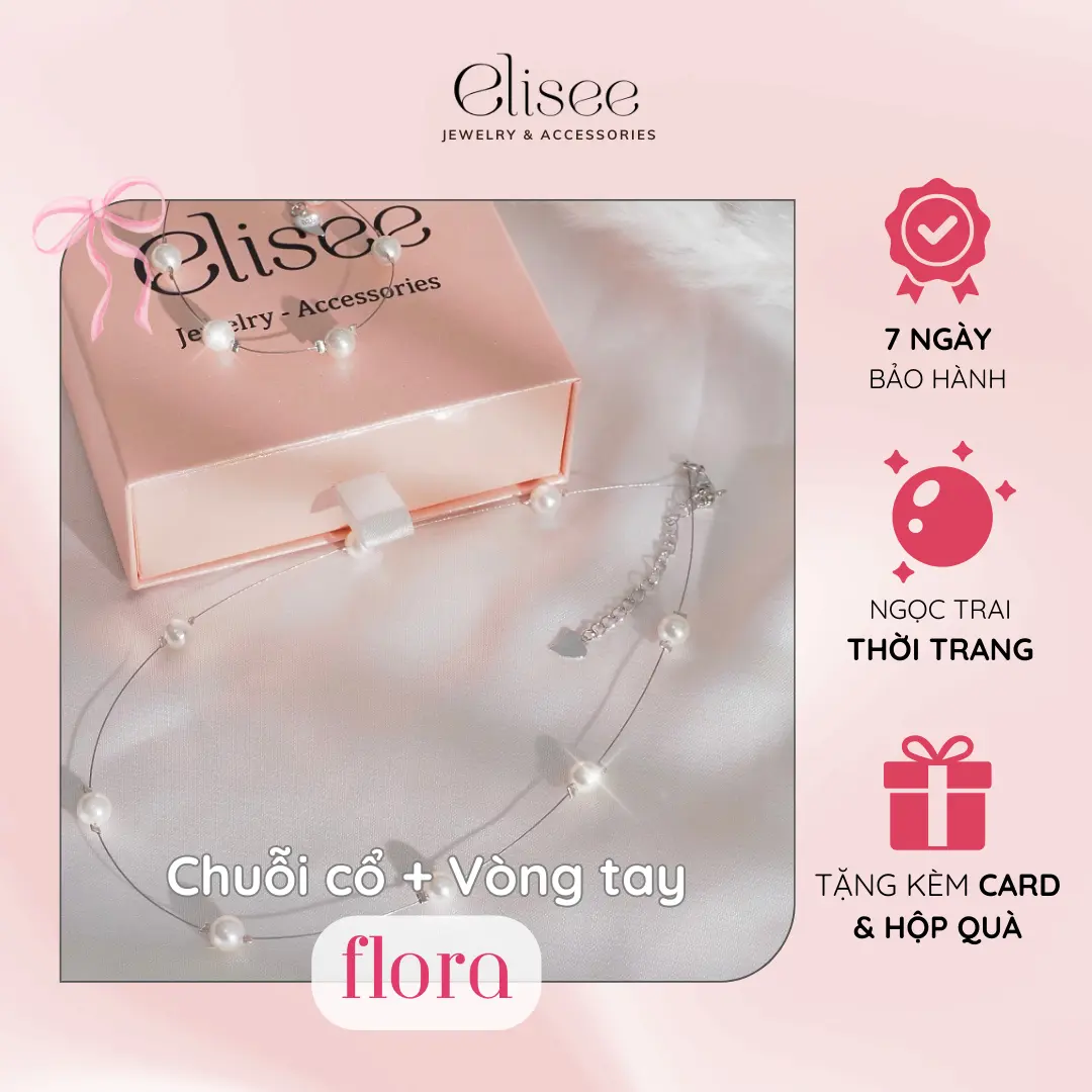 Dây chuyền, vòng tay Flora dây đơn đính ngọc đơn giản Elisee