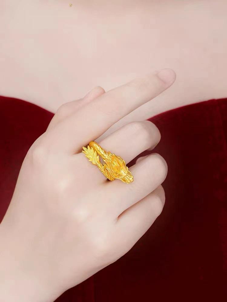 Product Introduction of Vietnam Men's Domineering Dragon Ring Zodiac Dragon Opening Ring Bracelet 6