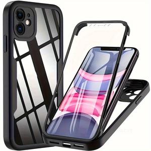 Funda protectora transparente de 360 grados frontal y trasera, funda para teléfono con protector de pantalla, funda protectora compatible con iPhone 11 12 13 14 15 16 Pro Max
