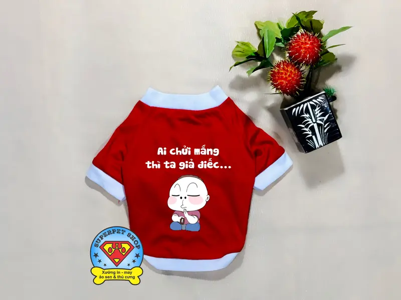 ÁO THÚ CƯNG CHỮ AI CHỬI MẮNG THÌ TA GIẢ ĐIẾC ĐỎ 4