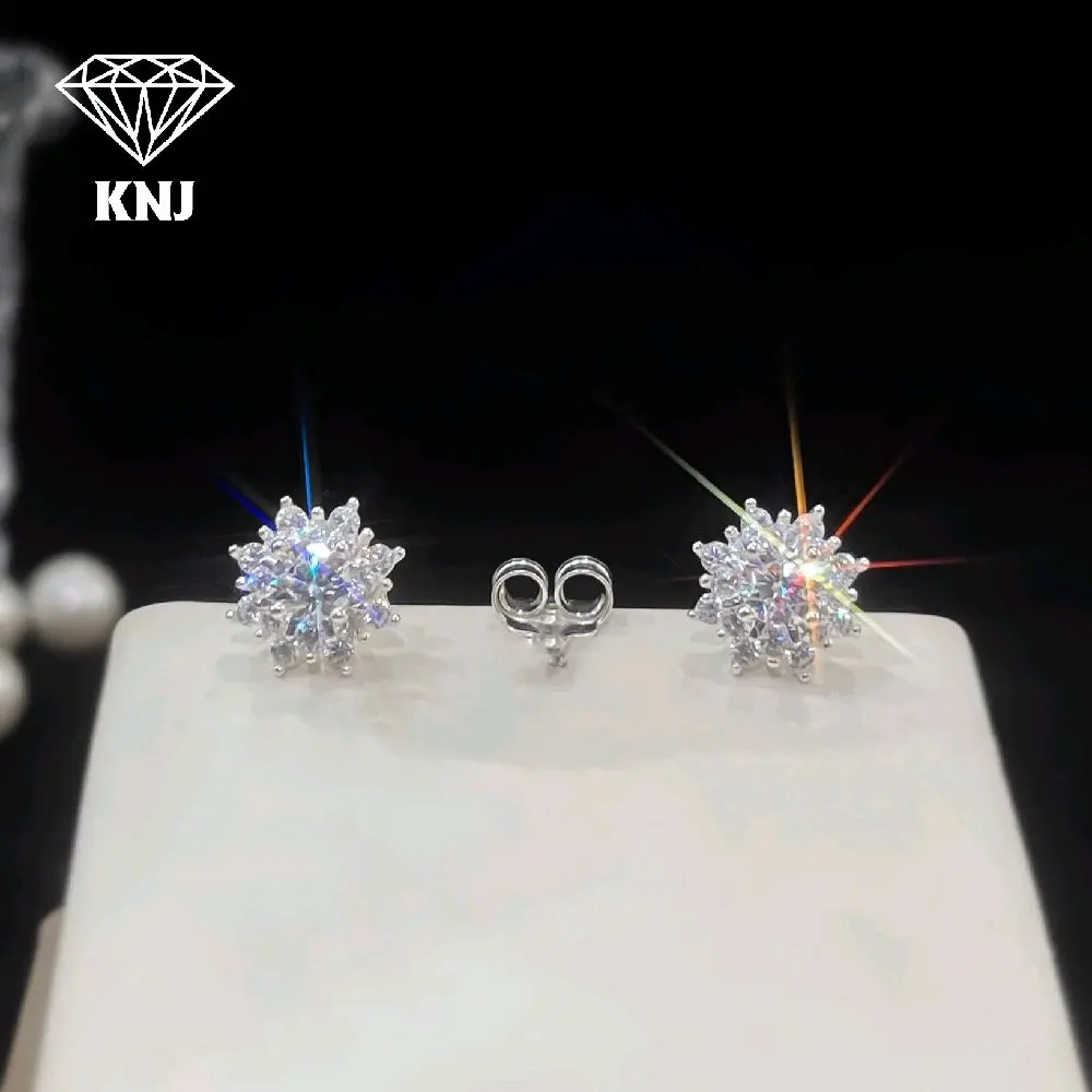 BD005 bông tai hoa tia chốt đẩy xi kim