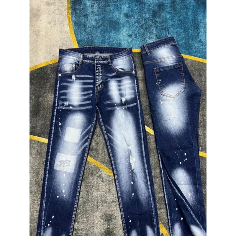 Quần jean nam Skinny jean nam chất bò co dãn dày dặn mẫu HOT Menswear Pants - Màu xanh xướt Có Túi 6