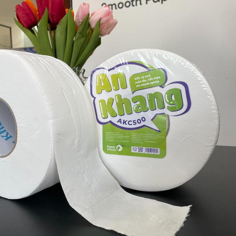 [Combo 10 cuộn] Giấy vệ sinh cuộn lớn 500gr tiết kiệm cho gia đình và toà nhà | AN KHANG AKC500 Thân thiện với môi trường Toilet - Thế Giới Giấy 8