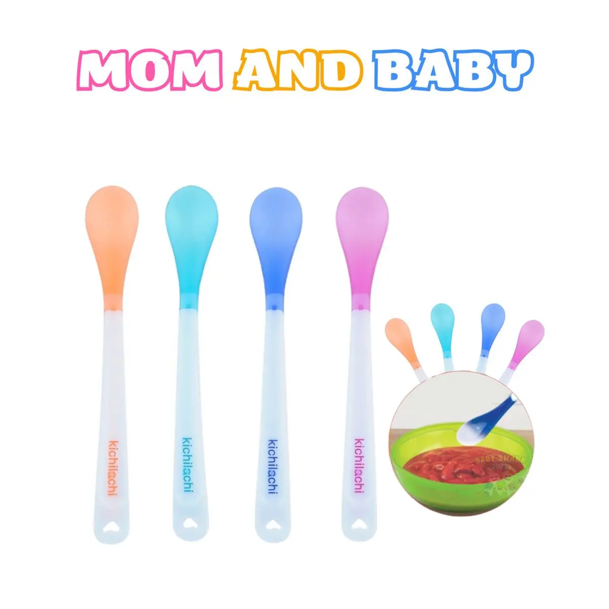 Thìa báo nóng Kichilachi cho bé từ 5M - Thìa Ăn Dặm Có Báo Nóng An Toàn Cho Bé Mom And Baby Store