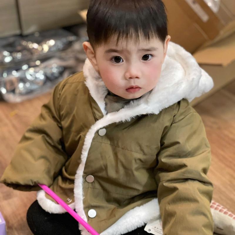 Áo Khoác lông thỏ ấm áp cho bé từ 5-14kg Trơn  hàng quảng châu Kem (form nhỏ khách tăng size)