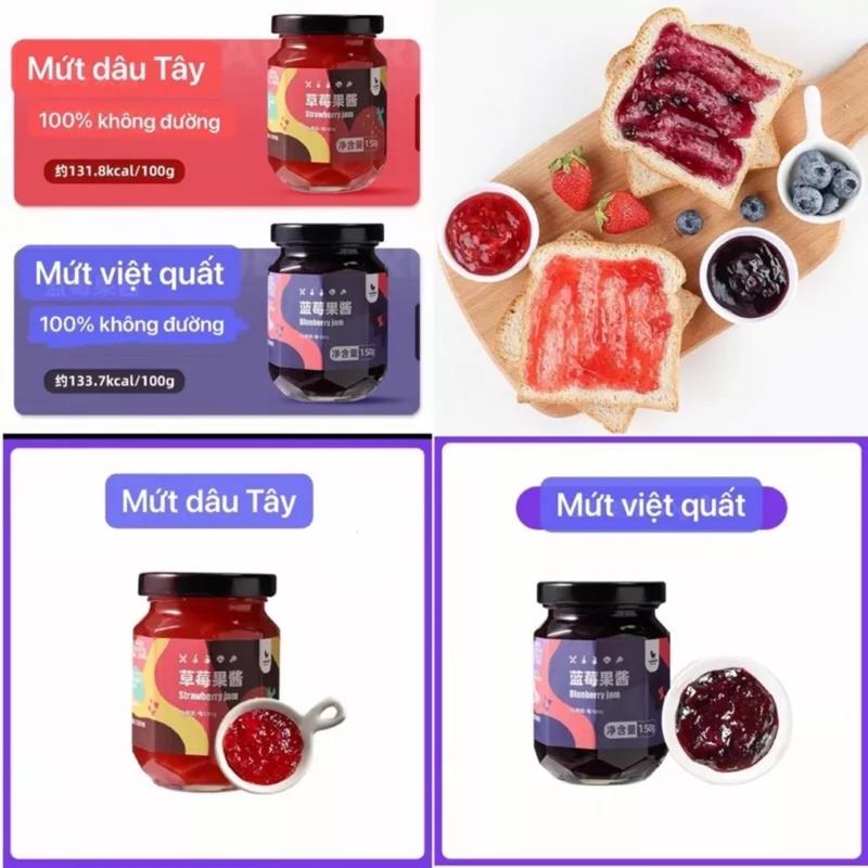 Mứt dâu Tây, việt quất không đường (hũ 150gr) tiện lợi