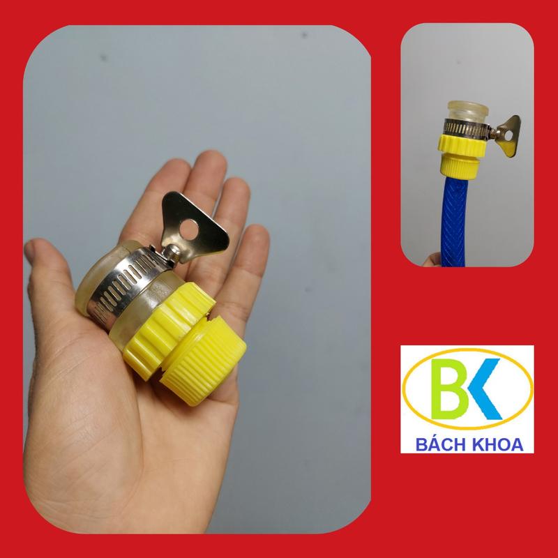 Khớp nối vòi nước có đai xiết dùng cho ống mềm, ống dẻo phi 14, phi 16