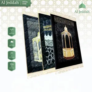 Sajadah Tebal Empuk Kiswah Hitam Rumbai Elegan Ukuran 70x110 - Nur Kiswah - Turki, Bulu, Busa, Muslim, Motif