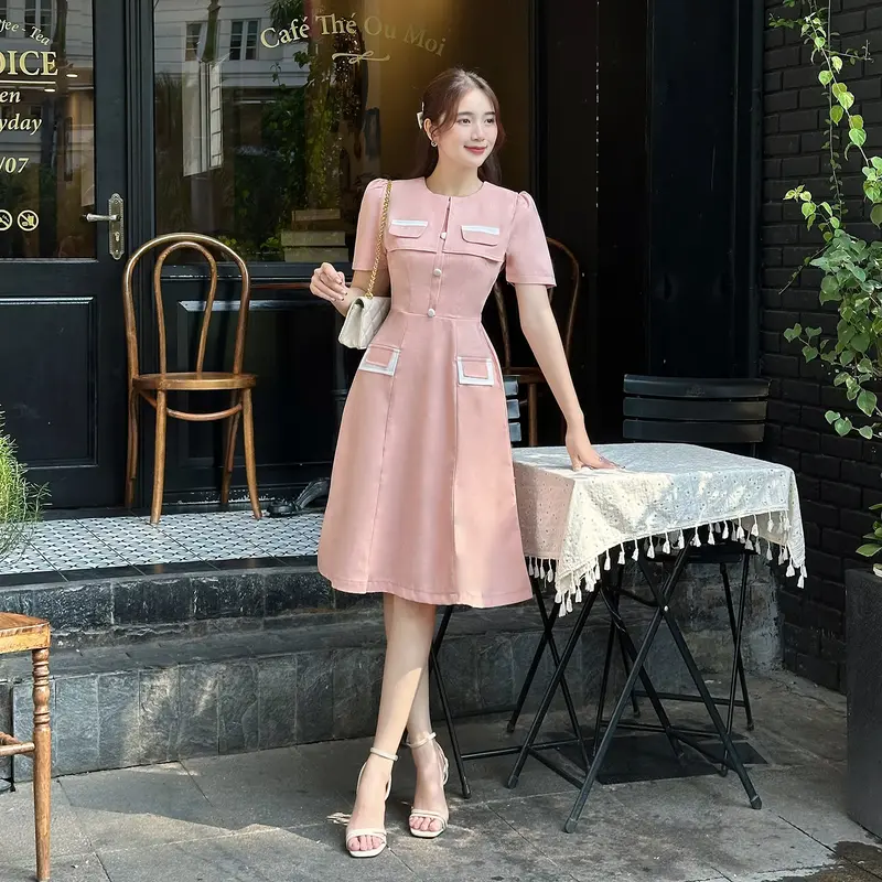 Đầm thiết kế BEMINE cổ tròn tùng xòe dáng suông phù hợp đi làm, đi chơi và đi tiệc dành cho Nữ MT8424 Women Voi 3