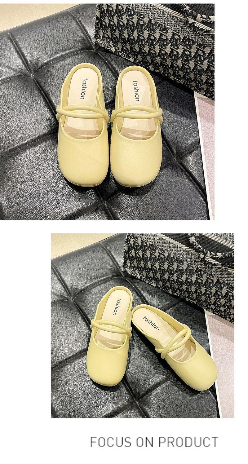 Product Introduction of Women Mules Summer Elegant Square Closed Toe Flat Slippers Female Shoes Casual Leather Black White Slides Plus Size 36-41 Footwear Girl 17